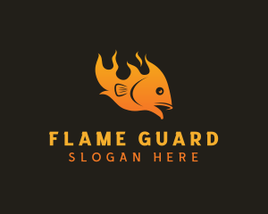 Fish Flame Barbecue logo design