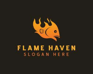 Fish Flame Barbecue logo design