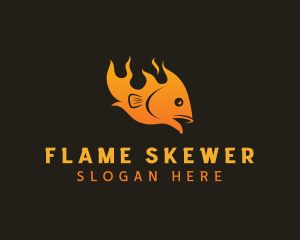 Fish Flame Barbecue logo design