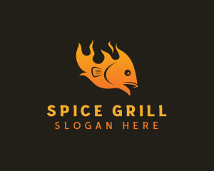 Fish Flame Barbecue logo design