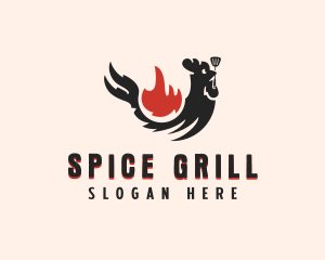 Chicken Flame Grill logo design