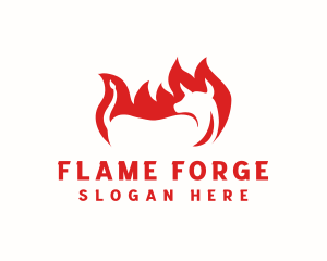 Cow Flame BBQ logo design