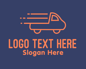 Rent - Orange Pickup Truck Monoline logo design