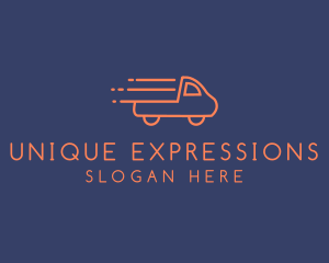 Orange Pickup Truck Monoline logo design