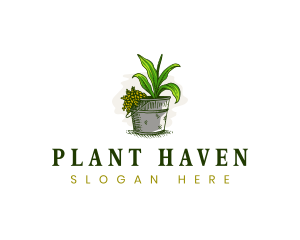 Bucket Plant Gardening logo design