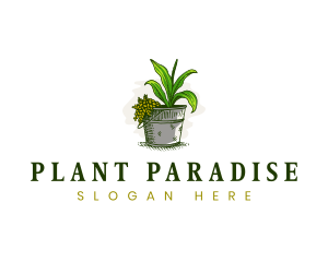 Bucket Plant Gardening logo design