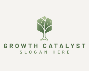 Natural Hexagon Tree logo design