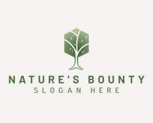 Natural Hexagon Tree logo design