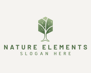 Natural Hexagon Tree logo design