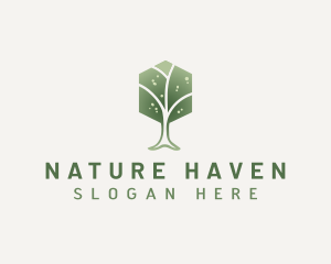 Natural Hexagon Tree logo design