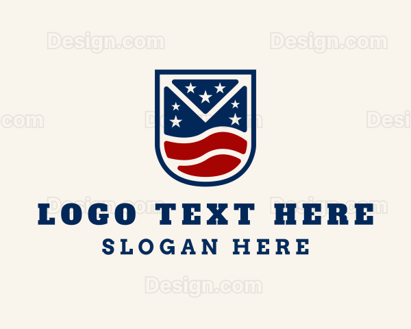 Patriotic Flag Shield Logo