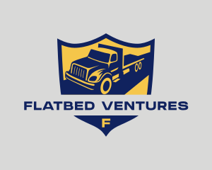 Flatbed Truck Construction Vehicle logo design