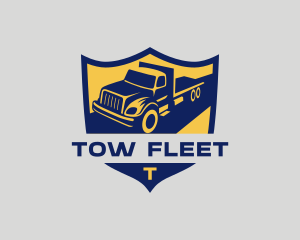 Flatbed Truck Construction Vehicle logo design