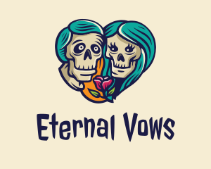 Skeleton Skull Lovers Heart logo