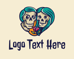 Heart - Skeleton Skull Lovers Heart logo design