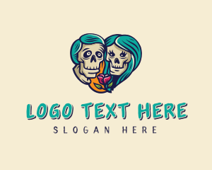 Skeleton Skull Lovers Heart logo