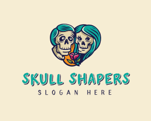 Skeleton Skull Lovers Heart logo