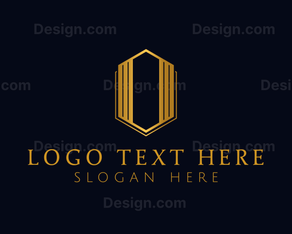 Gold Hexagon Letter O Logo