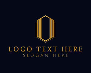 Gold Hexagon Letter O Logo