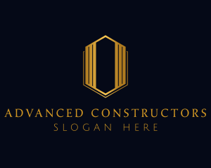 Gold Hexagon Letter O logo design