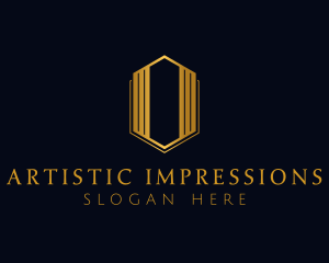 Gold Hexagon Letter O logo design