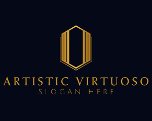 Gold Hexagon Letter O logo design