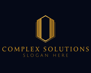 Gold Hexagon Letter O logo design