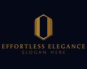 Gold Hexagon Letter O logo design