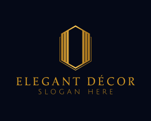 Gold Hexagon Letter O logo design