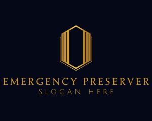 Gold Hexagon Letter O logo design