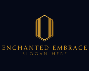 Gold Hexagon Letter O logo design