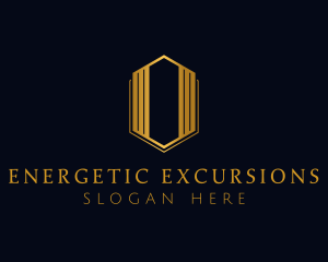 Gold Hexagon Letter O logo design