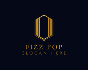 Gold Hexagon Letter O logo design