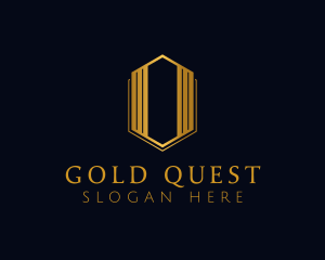 Gold Hexagon Letter O logo