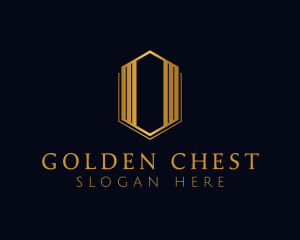 Gold Hexagon Letter O logo design