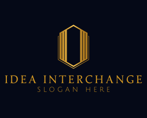 Gold Hexagon Letter O logo design