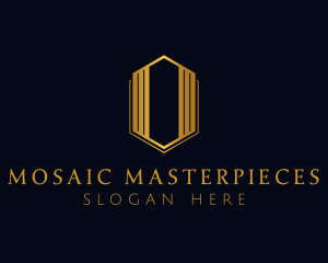 Gold Hexagon Letter O logo design