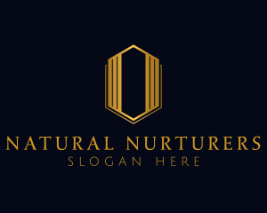 Gold Hexagon Letter O logo design