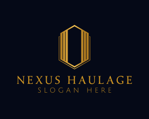 Gold Hexagon Letter O logo design