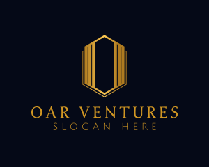 Gold Hexagon Letter O logo design