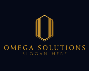 Gold Hexagon Letter O logo design