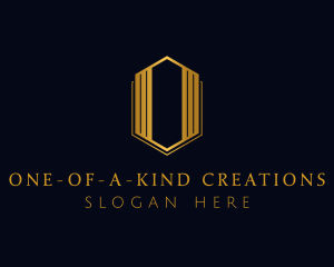 Gold Hexagon Letter O logo design