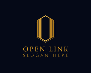 Gold Hexagon Letter O logo design