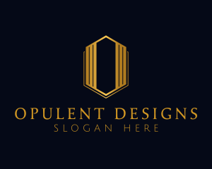 Gold Hexagon Letter O logo design