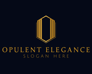 Gold Hexagon Letter O logo design