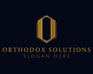 Gold Hexagon Letter O logo design