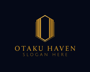 Gold Hexagon Letter O logo design