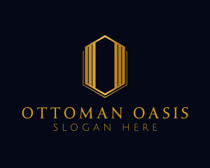 Gold Hexagon Letter O logo design