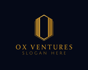 Gold Hexagon Letter O logo design