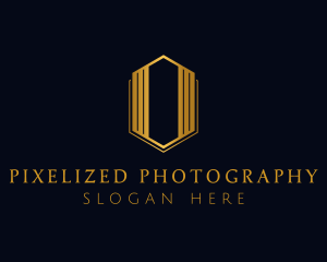 Gold Hexagon Letter O logo design